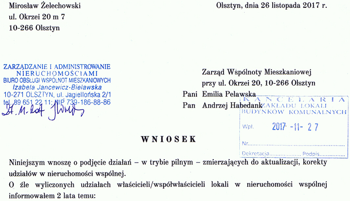Zmiana udziałów w nieruchomości wspólnej.
